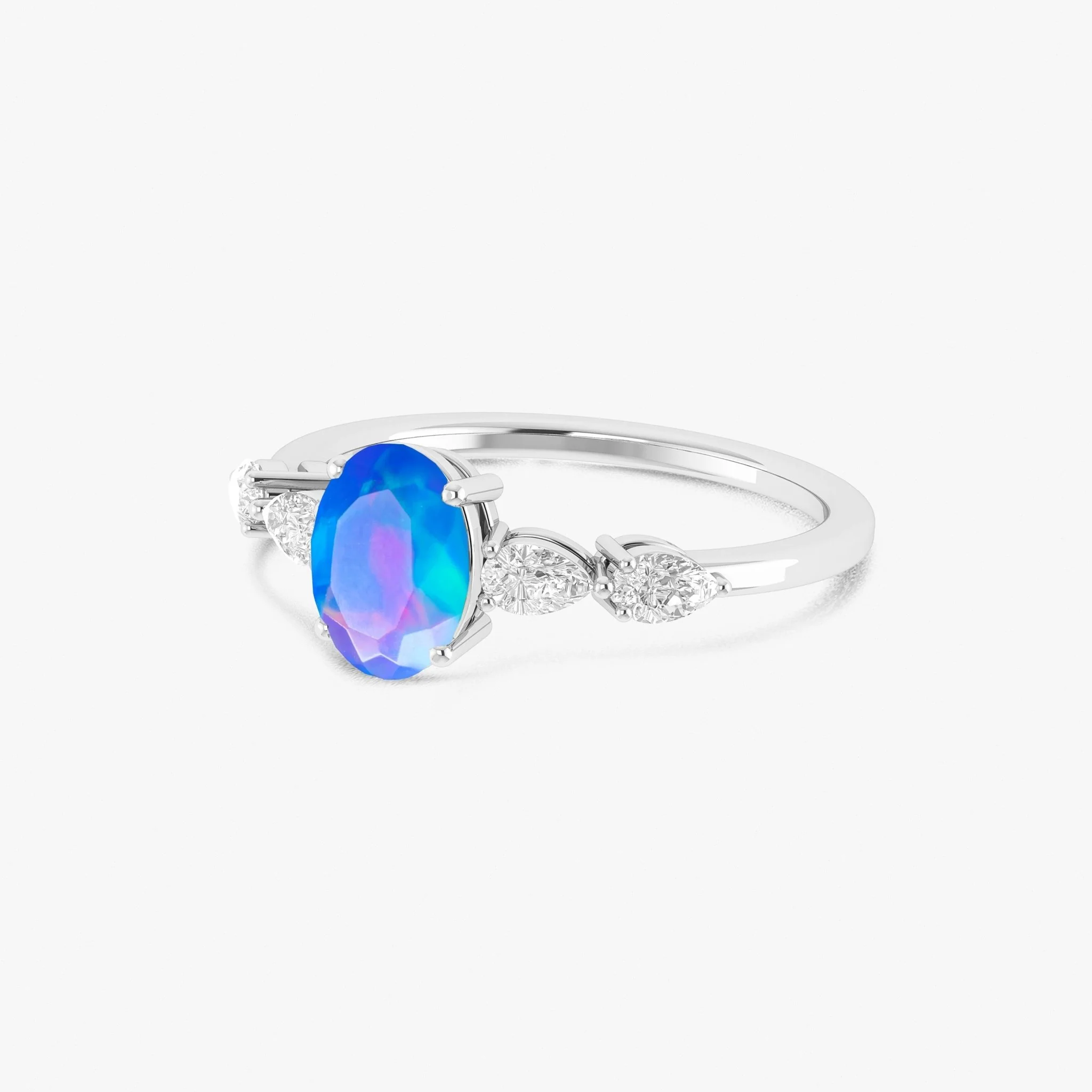 Black Genuine Opal Silver Ring for Women - Image 5