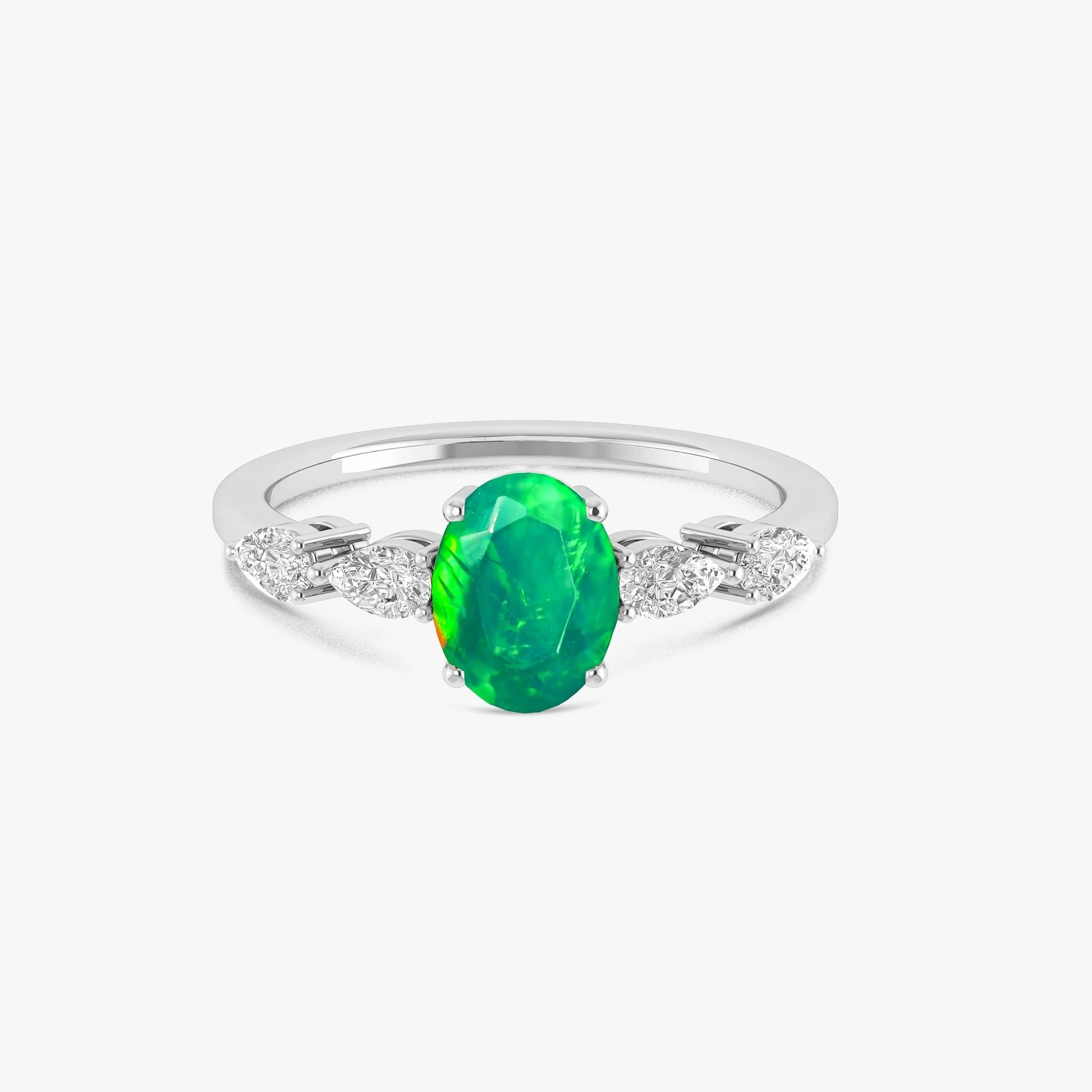 Black Genuine Opal Silver Ring for Women - Image 9