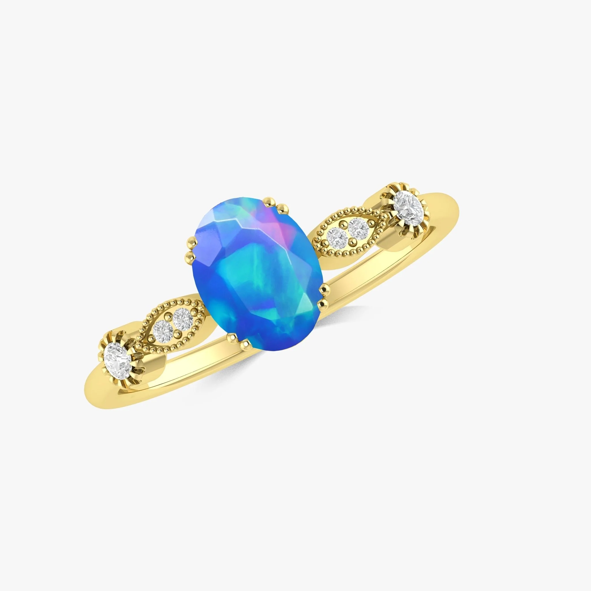 Black Multifire Oval Ethiopian Opal Ring for Women - Image 3