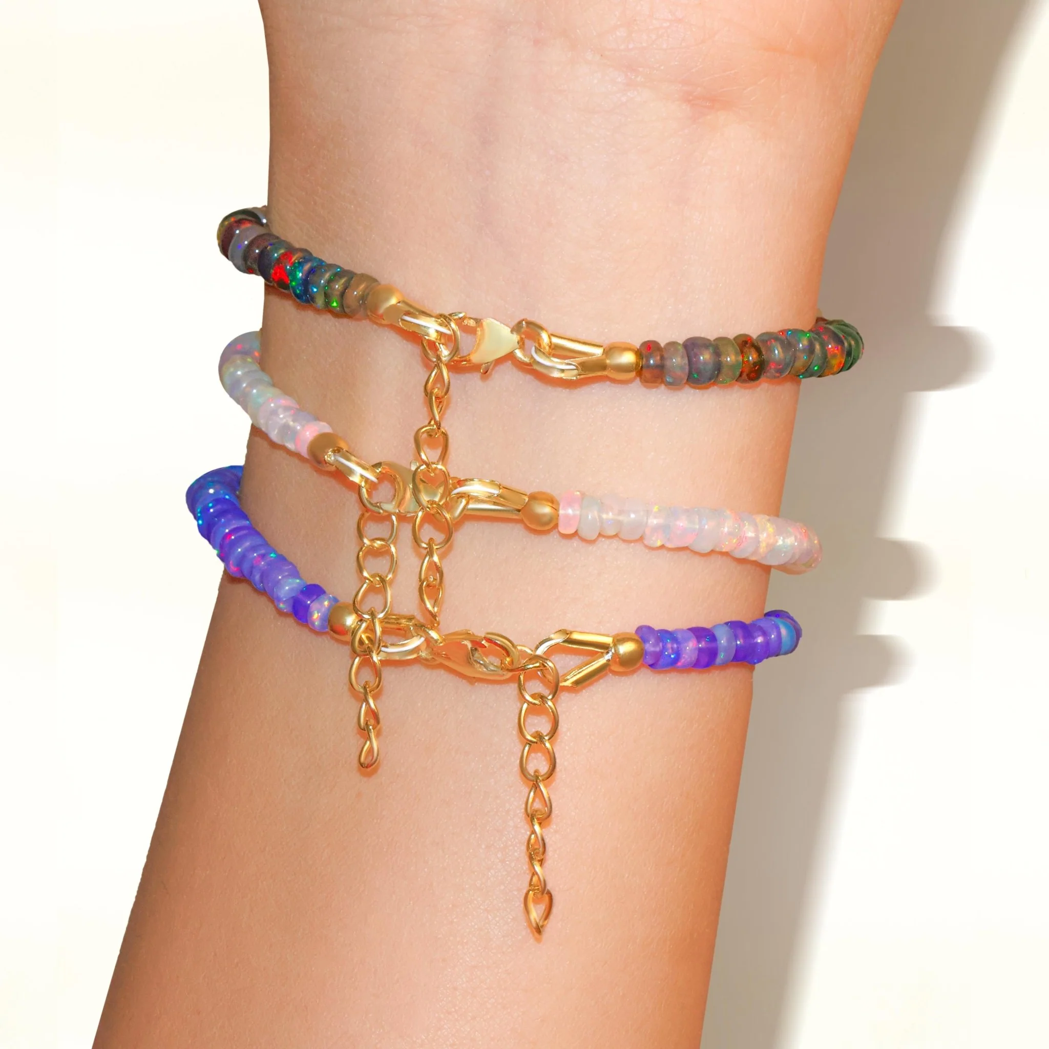 Big Size smooth black fire opal beaded bracelet - Image 4