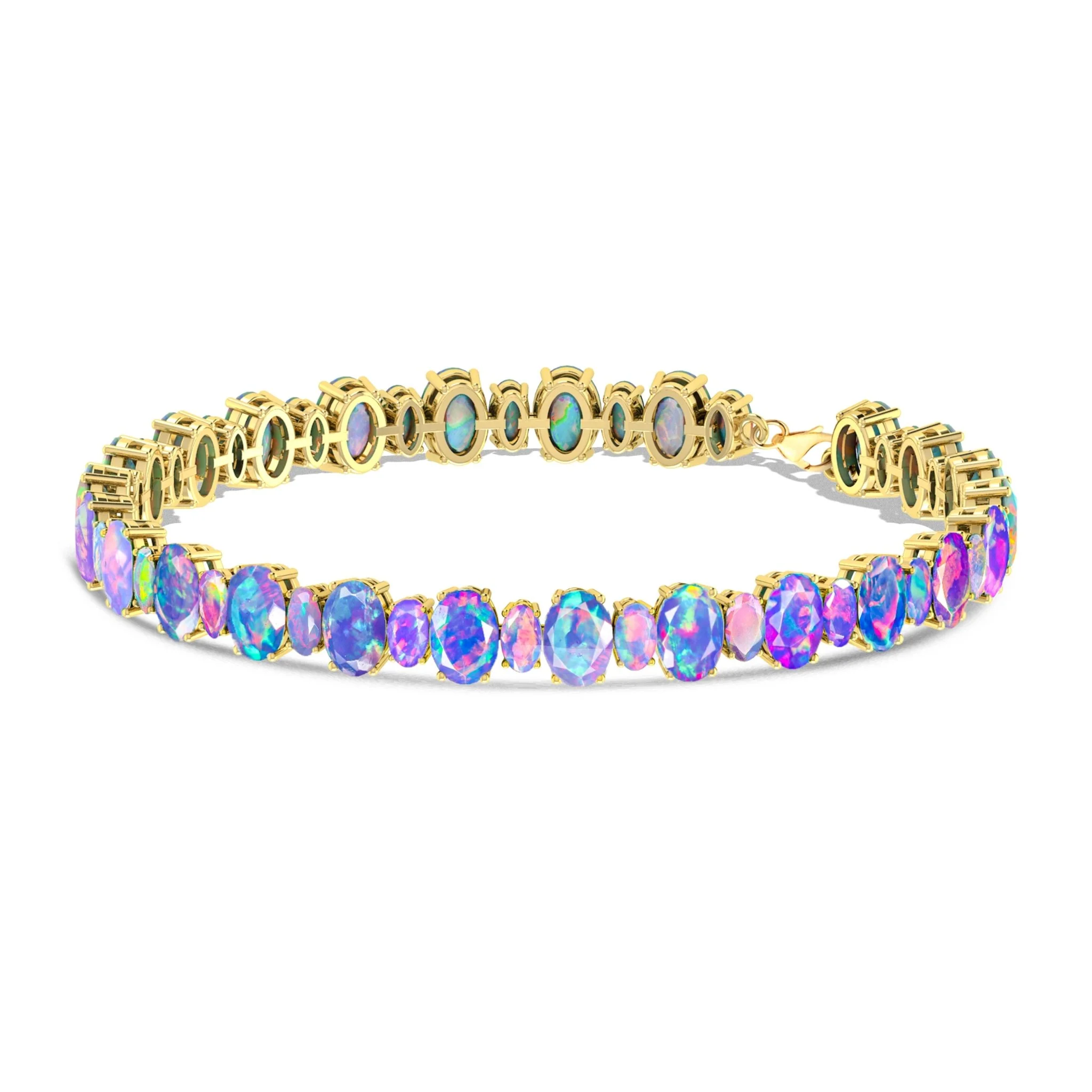 Blue Fire Opal Oval Shape Gemstone Bracelet - Image 8