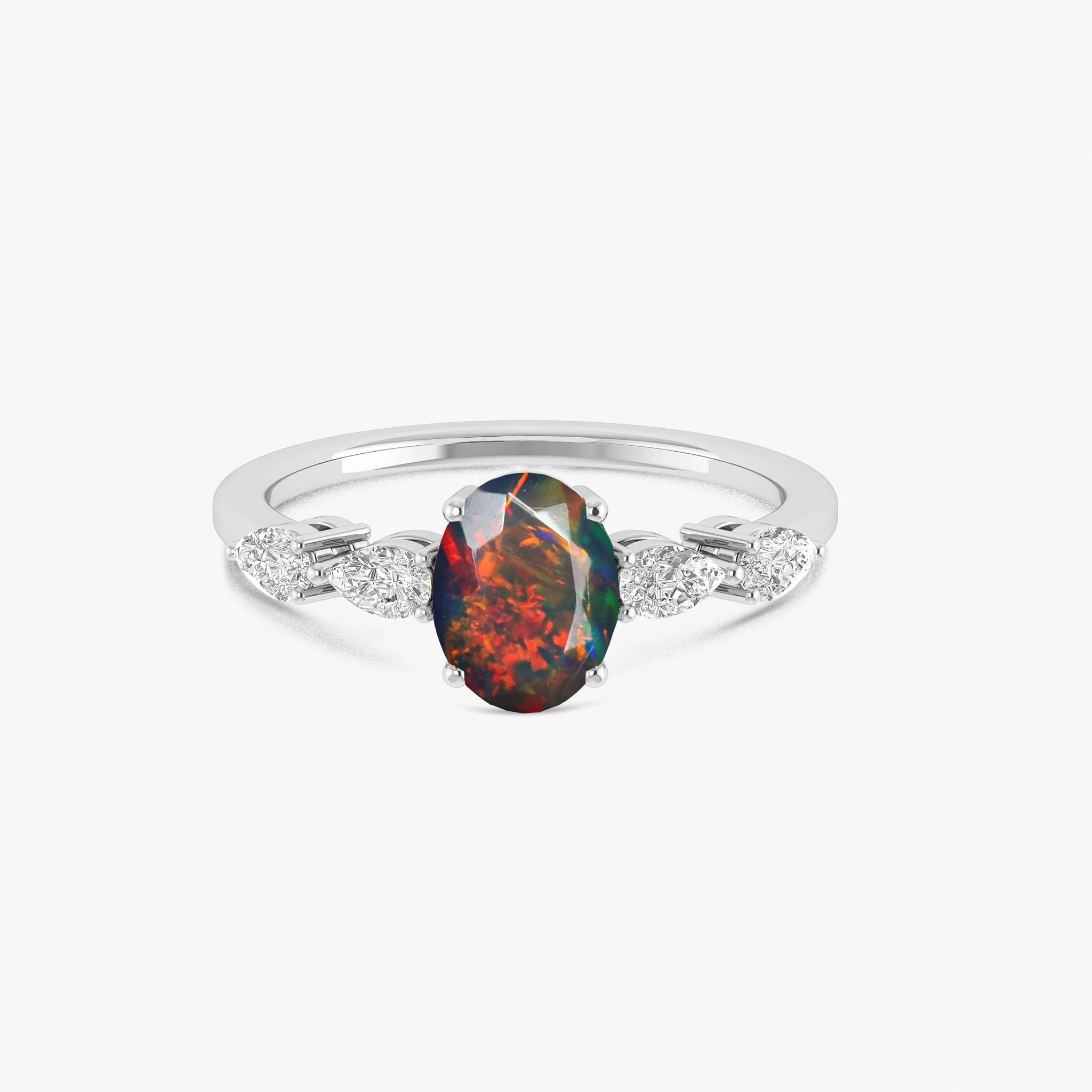 Blue Genuine Opal Silver Ring for Women - Image 4