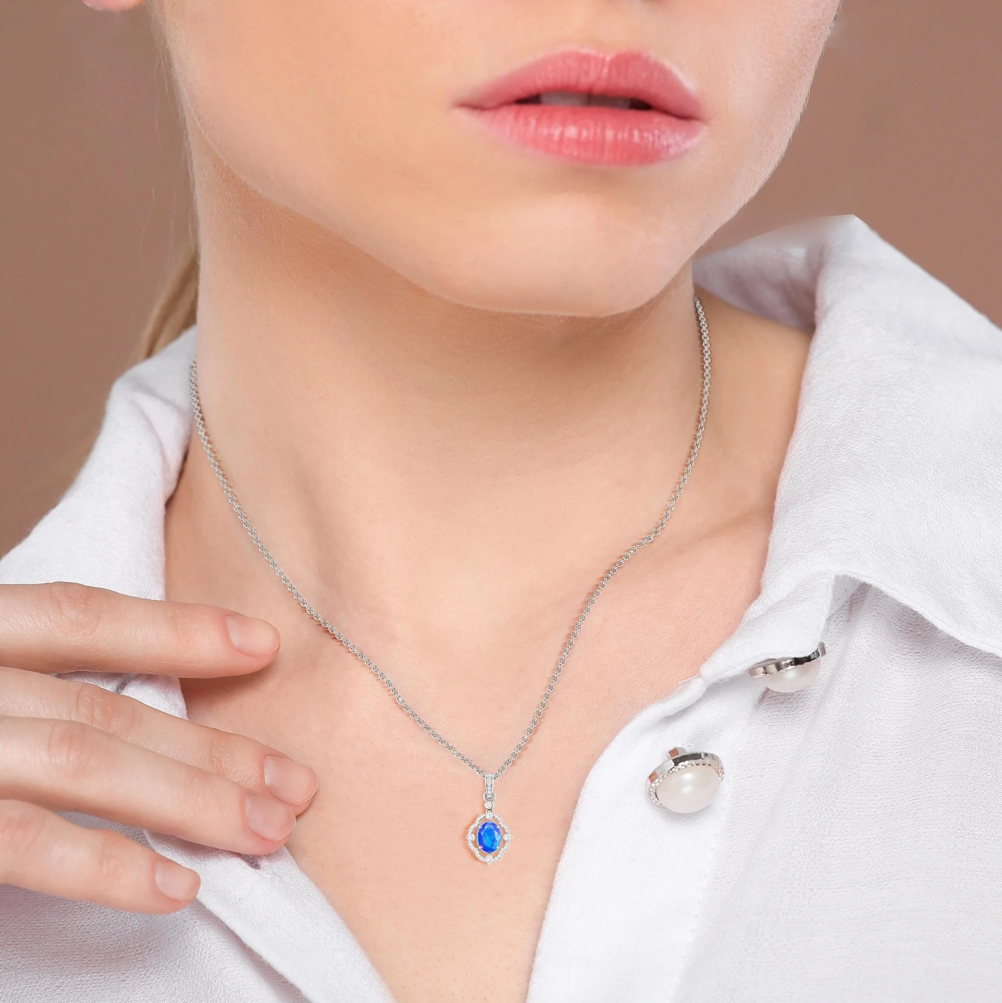Blue Opal Gemstone Charm Pendant - Image 4