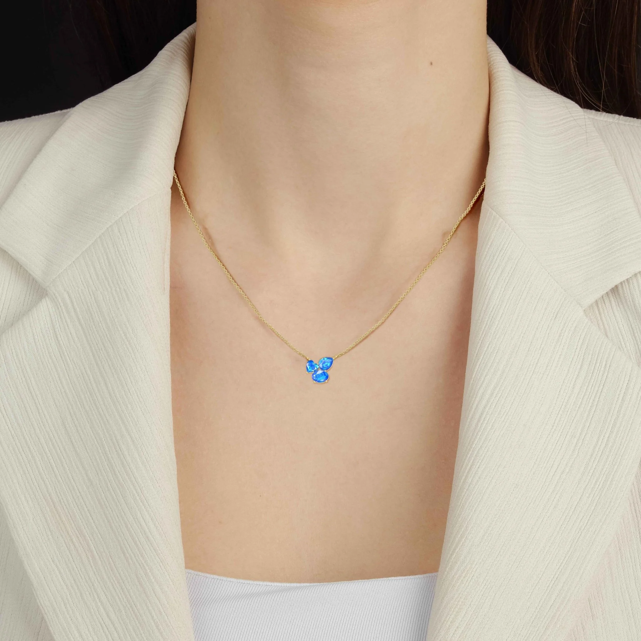 Blue Opal Three Stone Pendant Jewelry - Image 5