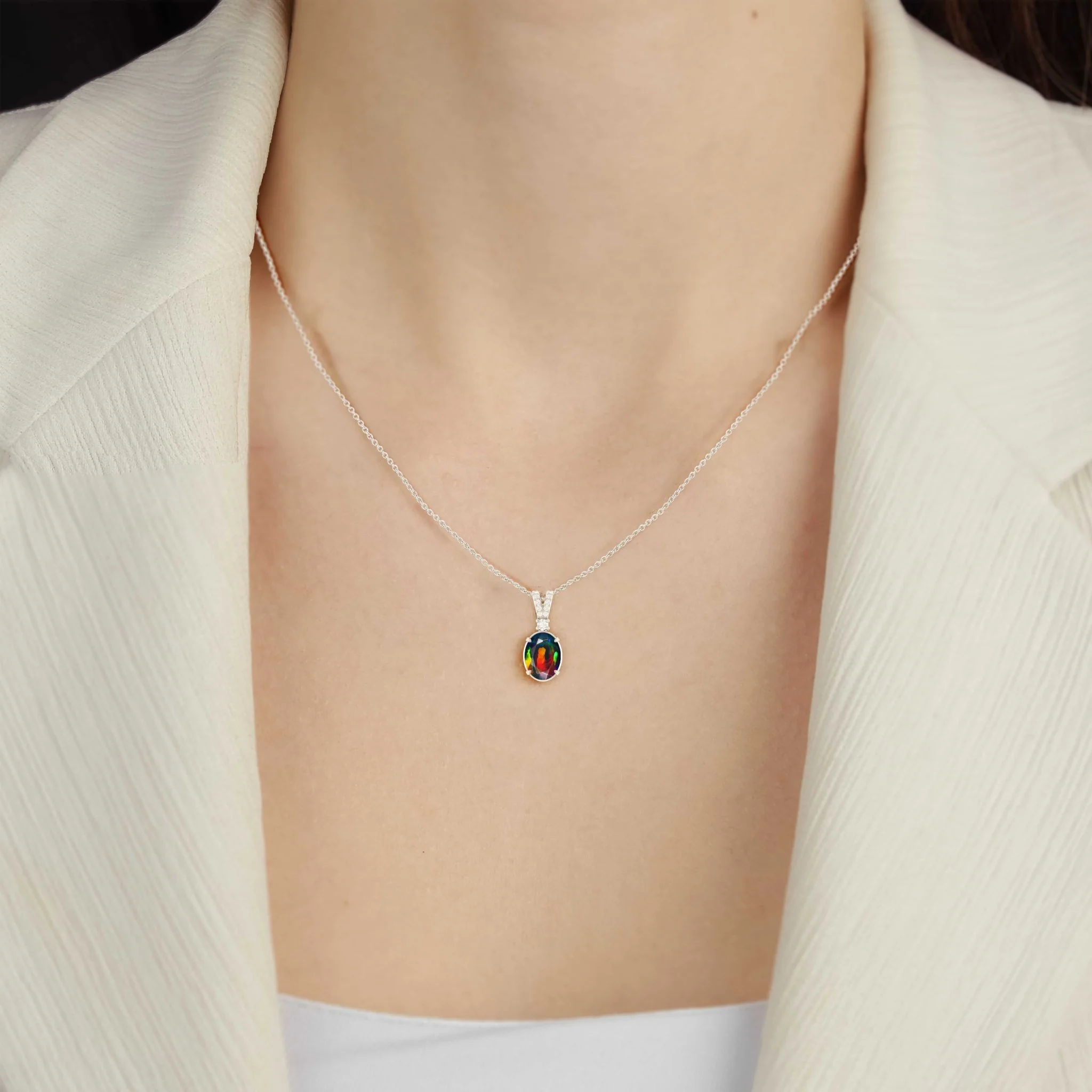 Black Opal Gemstone Pendant Necklace - Image 5