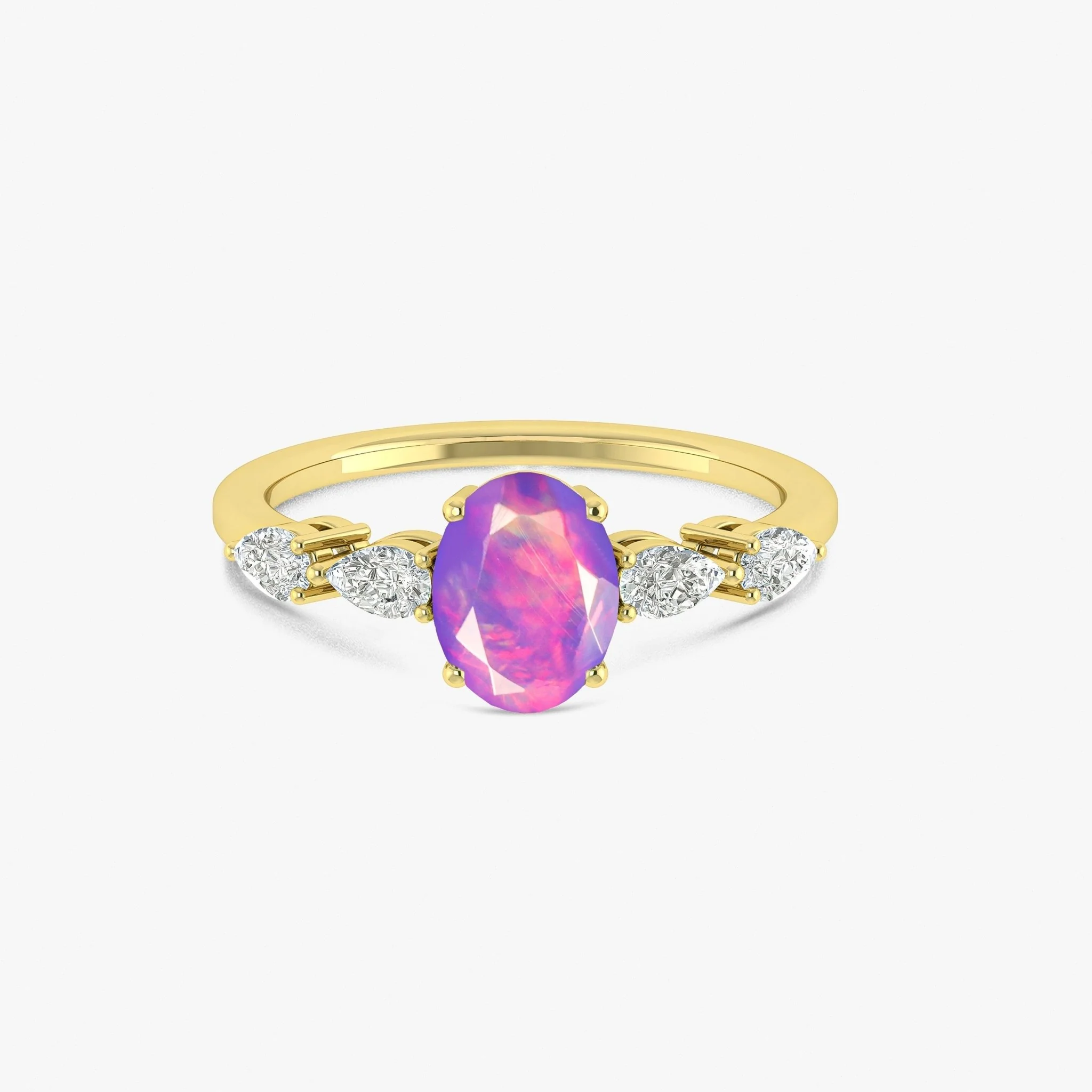 Green Genuine Opal Silver Ring for Women - Image 3