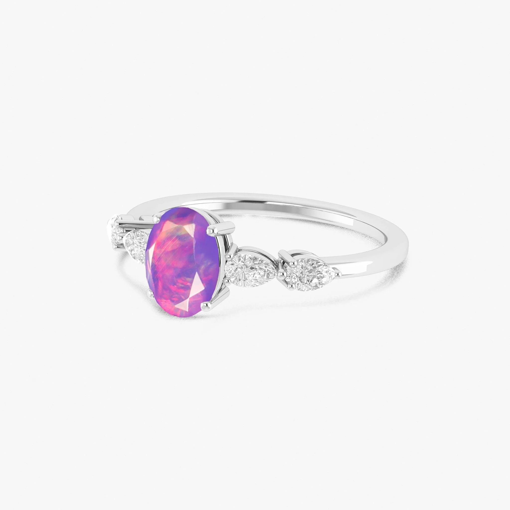 Green Genuine Opal Silver Ring for Women - Image 4