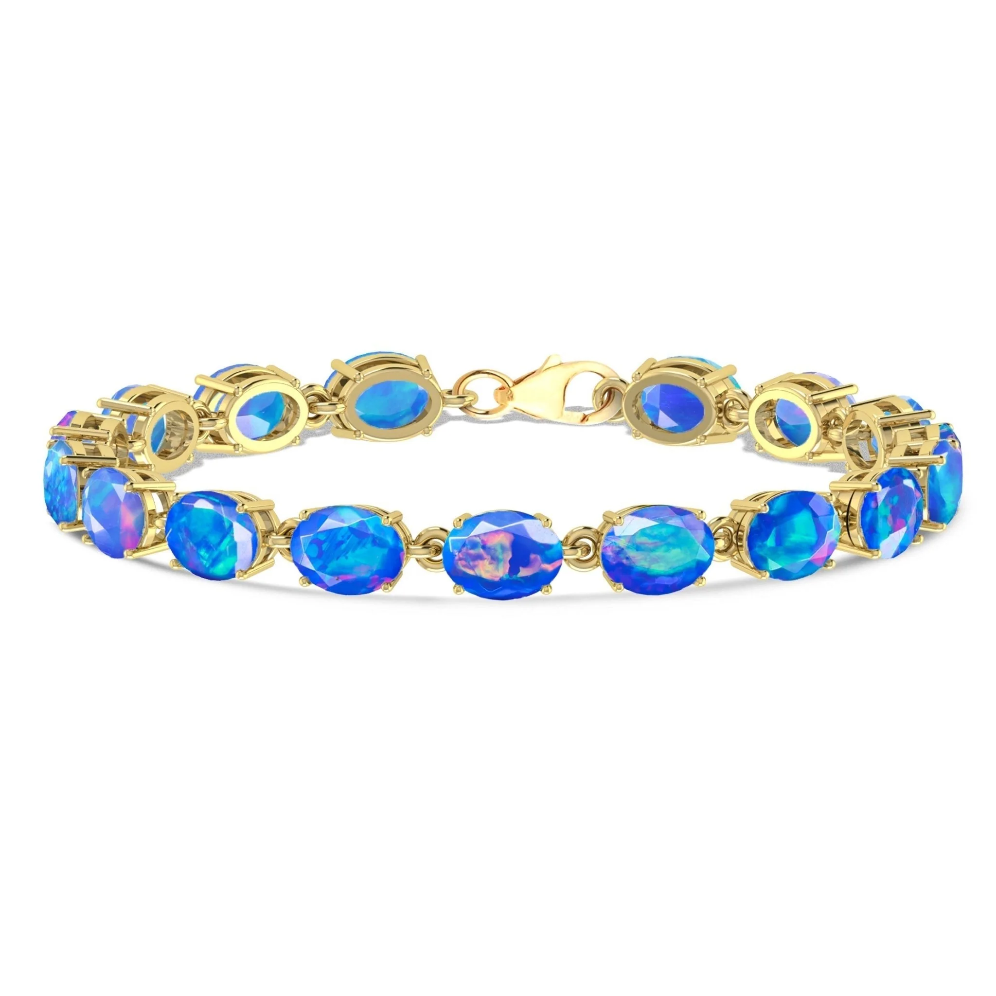 Green Natural Fire Opal Gemstone Tennis Bracelet - Image 11