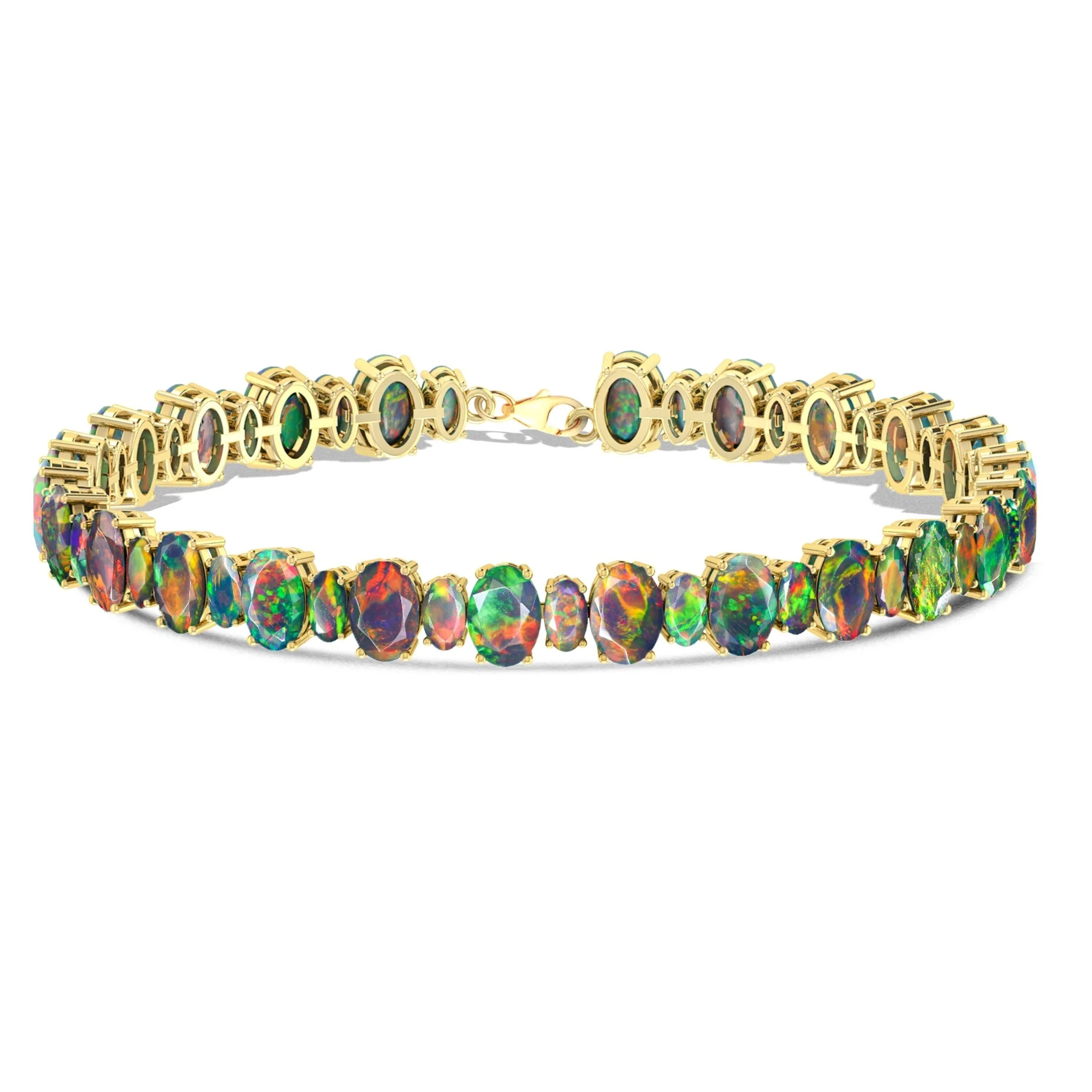 Lavender Fire Opal Oval Shape Gemstone Bracelet - Image 4