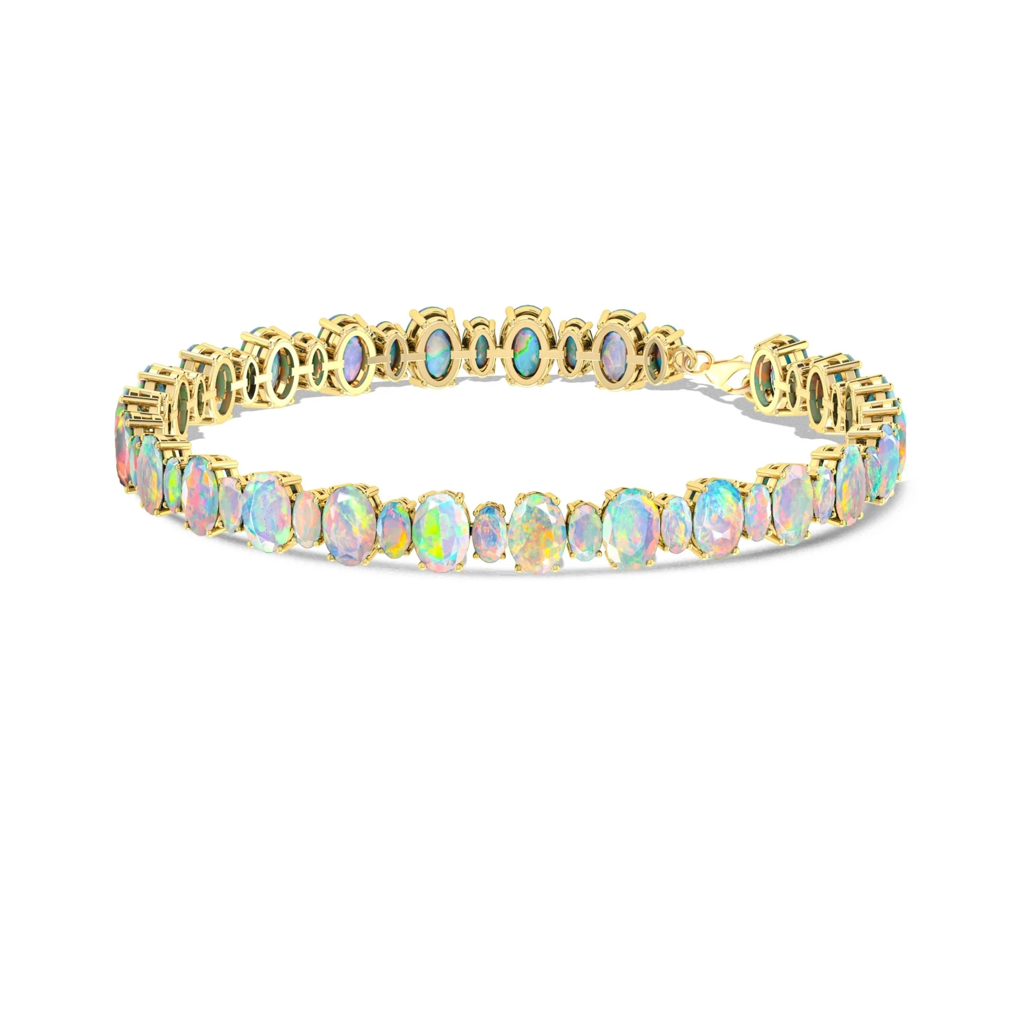 Lavender Fire Opal Oval Shape Gemstone Bracelet - Image 7