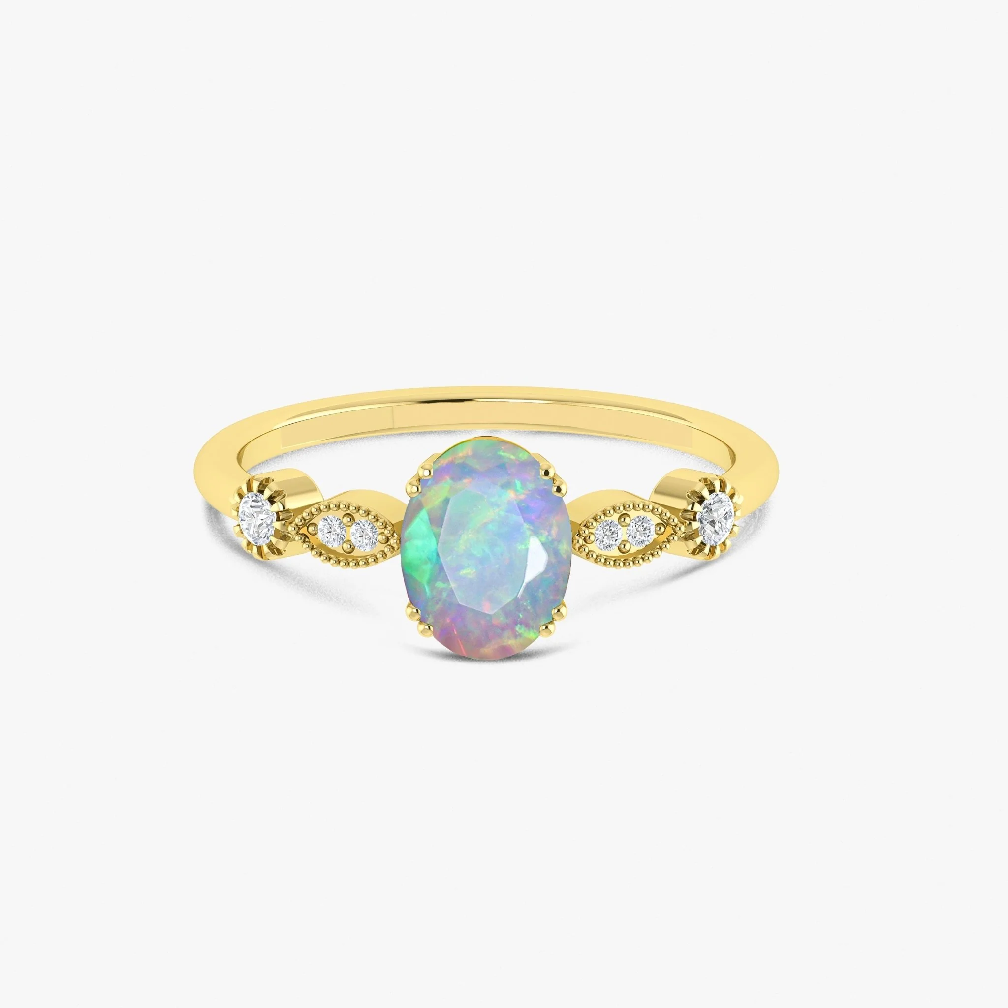 Lavender Multifire Oval Ethiopian Opal Ring for Women - Image 3