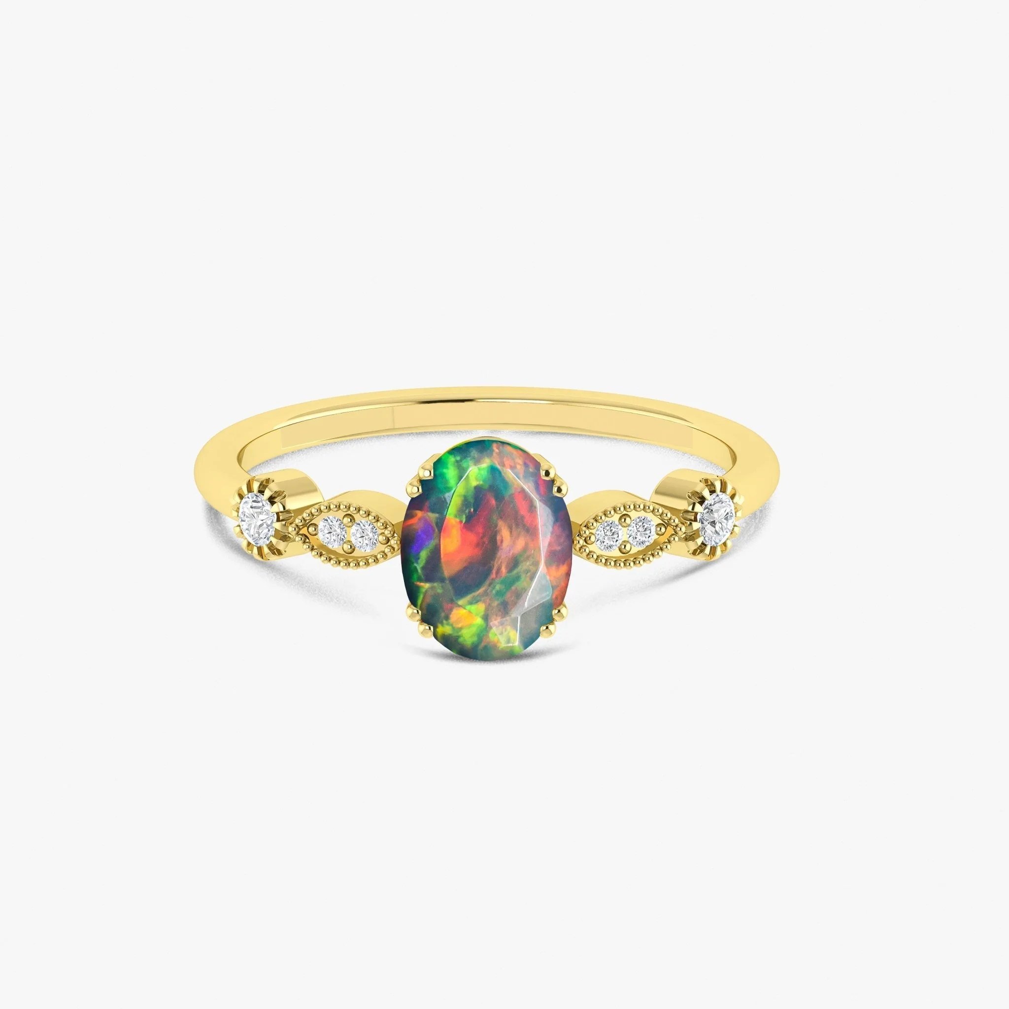 Lavender Multifire Oval Ethiopian Opal Ring for Women - Image 5