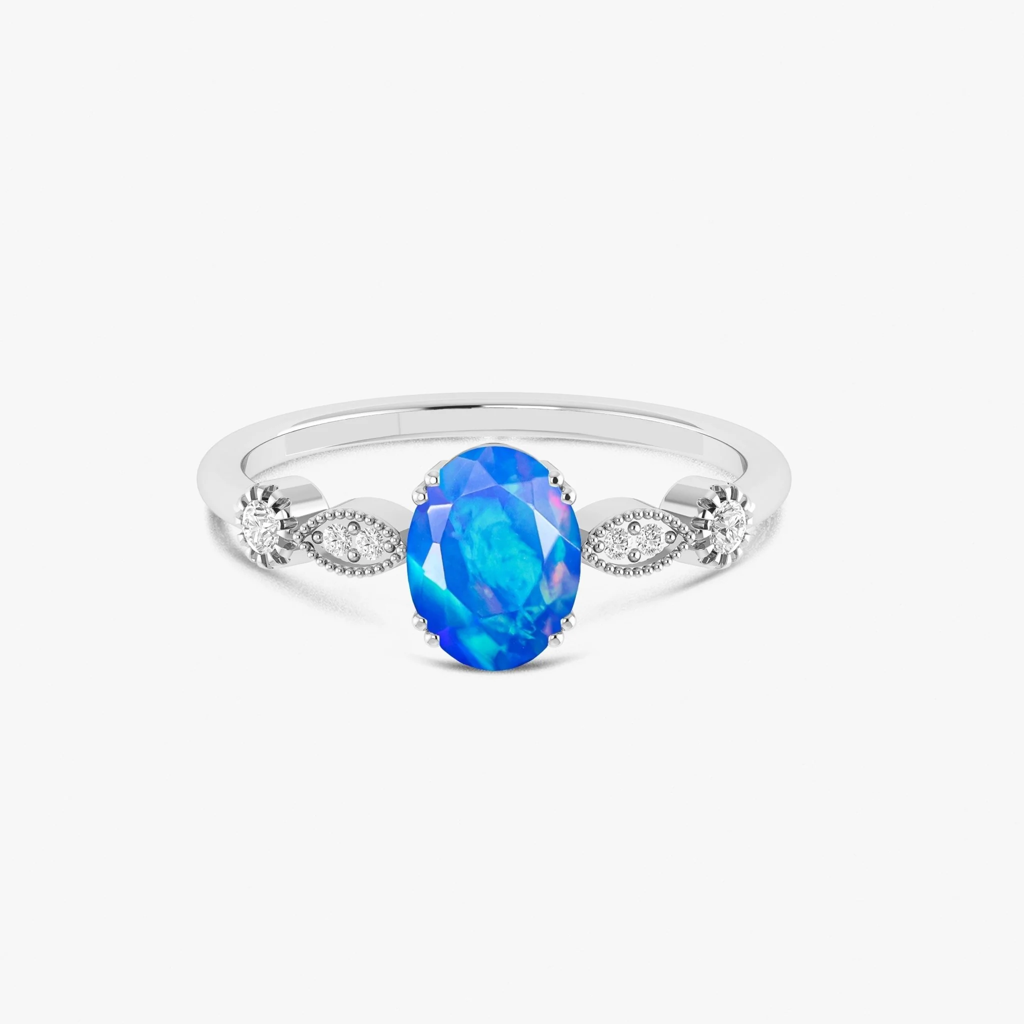 Lavender Multifire Oval Ethiopian Opal Ring for Women - Image 8