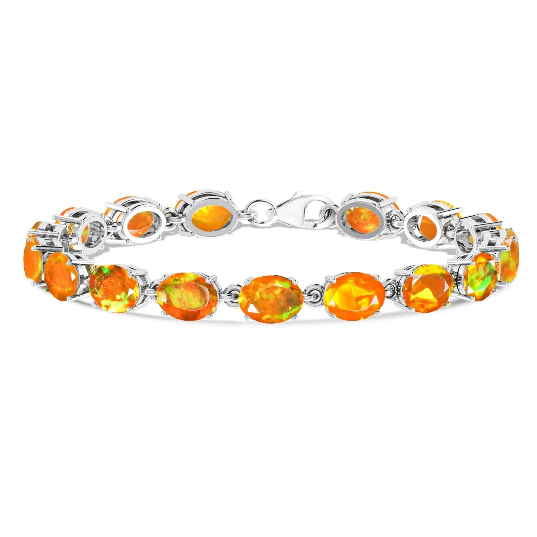 Lavender Natural Fire Opal Gemstone Tennis Bracelet - Image 8