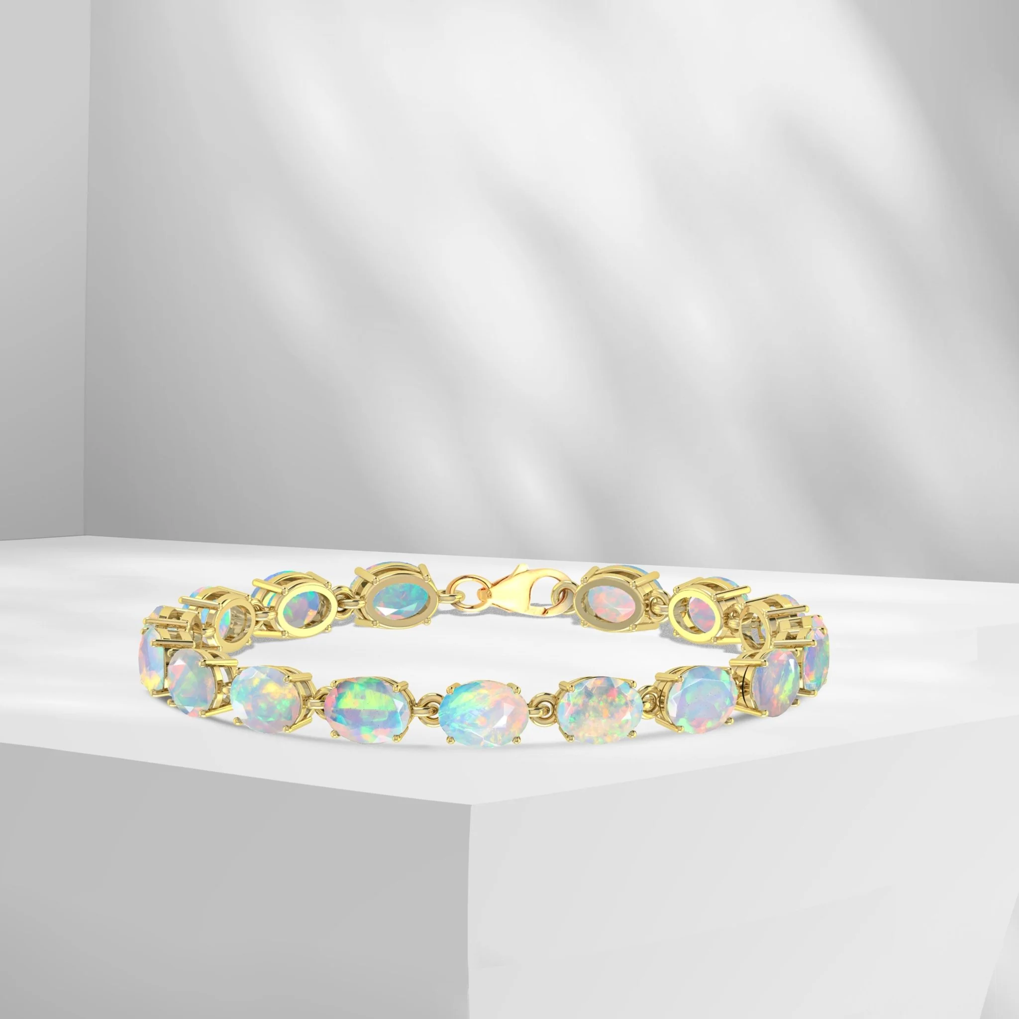 Black Natural Fire Opal Gemstone Tennis Bracelet - Image 4