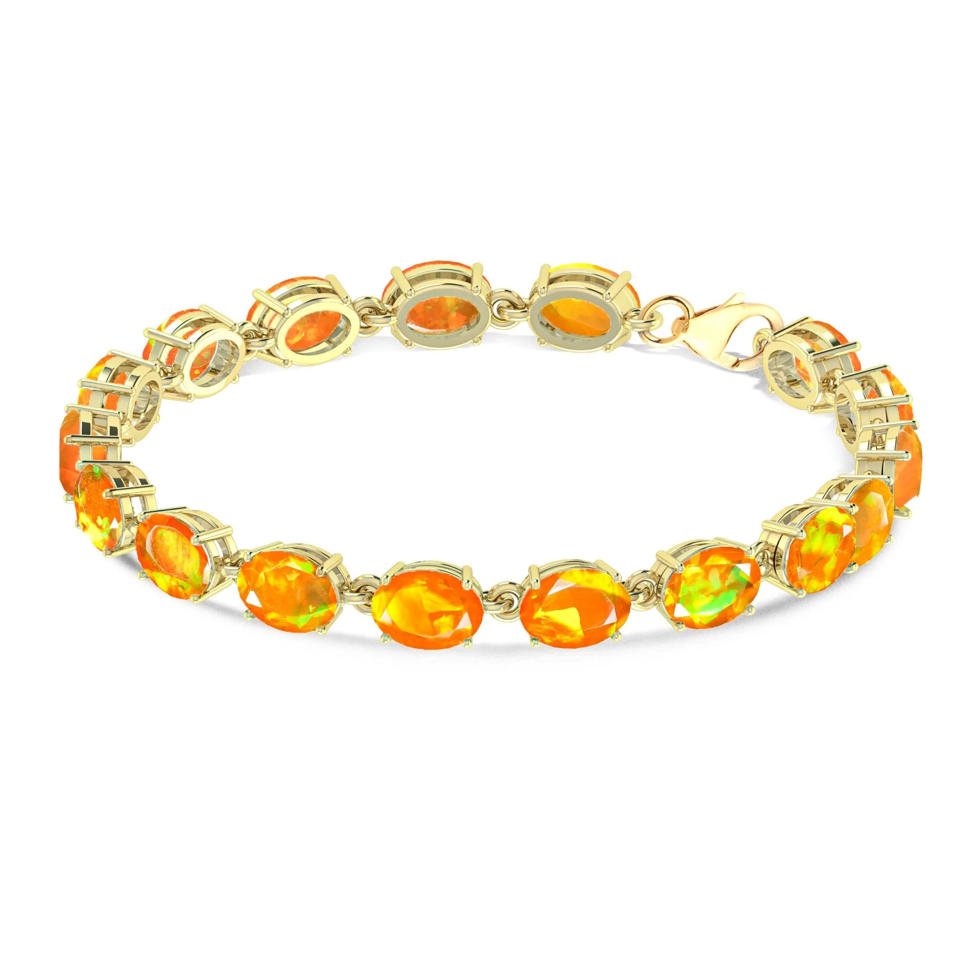 Black Natural Fire Opal Gemstone Tennis Bracelet - Image 7
