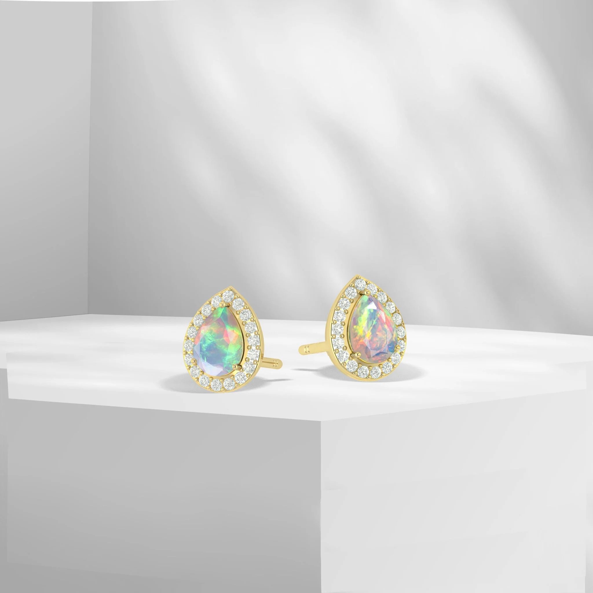 Natural Fire Pear Opal Stud Earring - Image 5