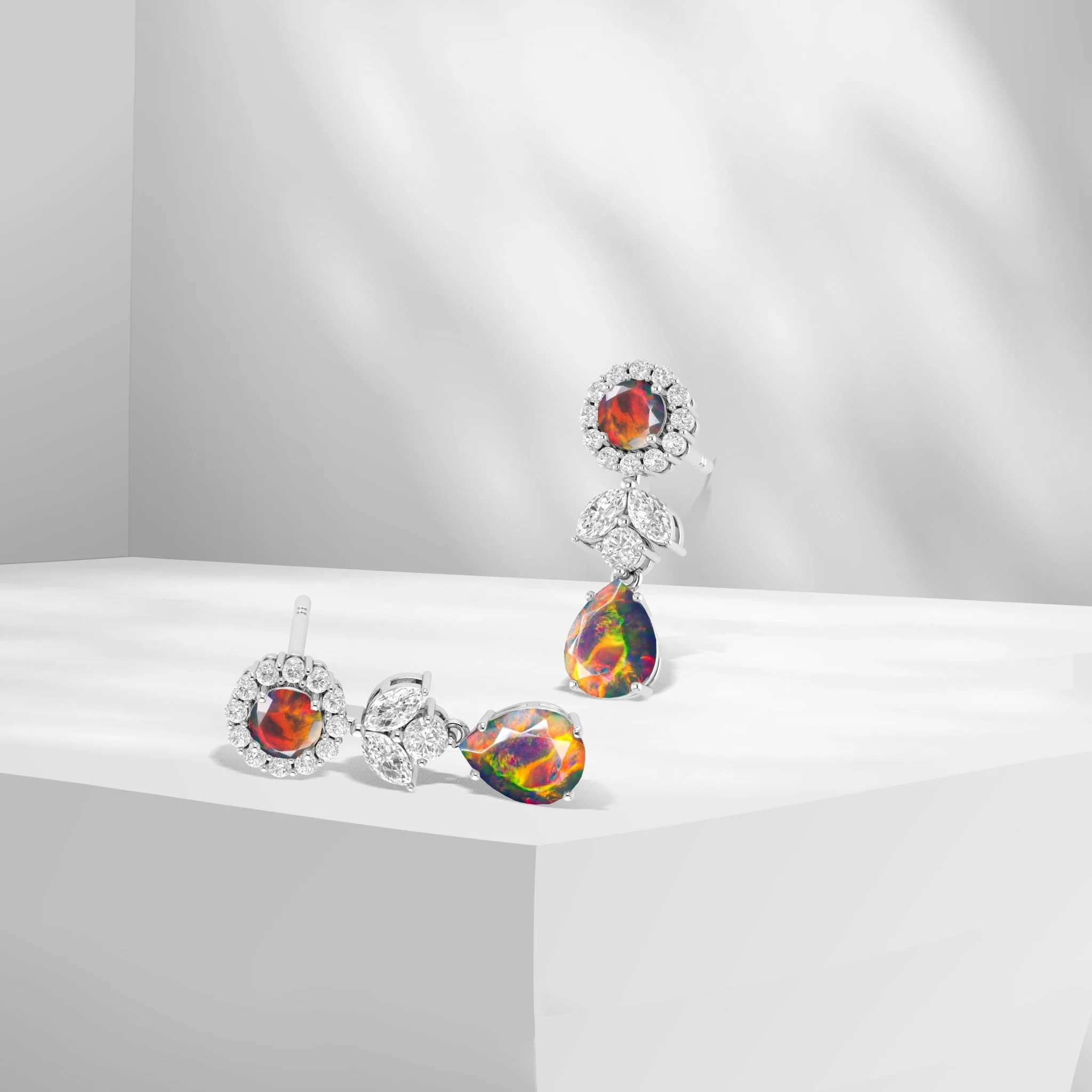 Paraiba Fire Dual Opal Drop and Stud Earring - Image 10