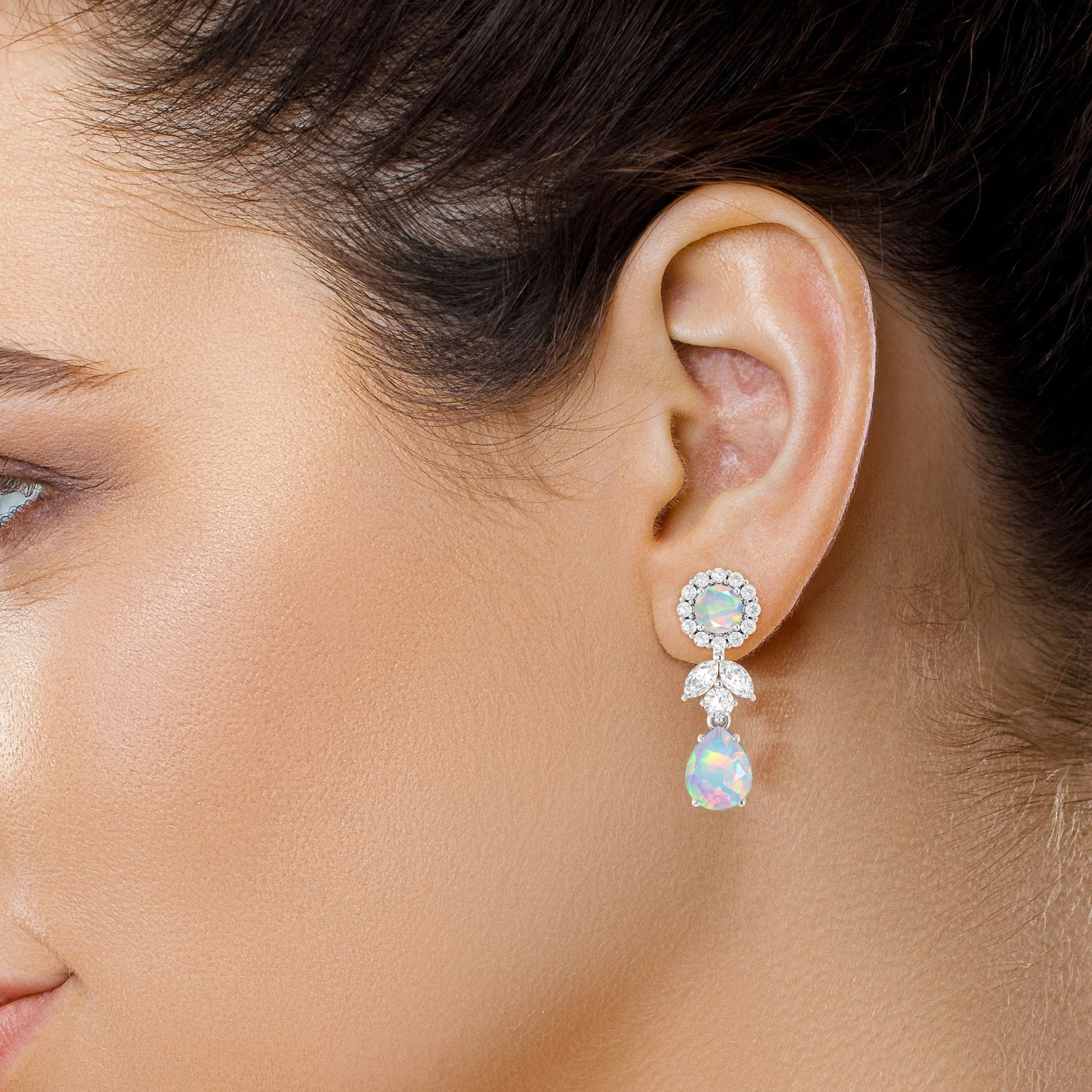Paraiba Fire Dual Opal Drop and Stud Earring - Image 8