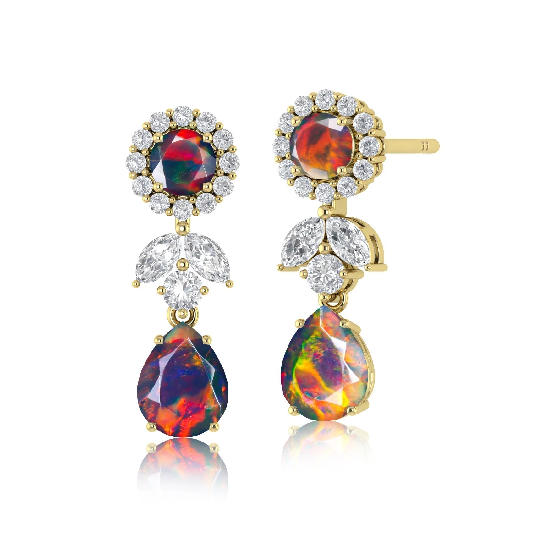 Paraiba Fire Dual Opal Drop and Stud Earring - Image 9