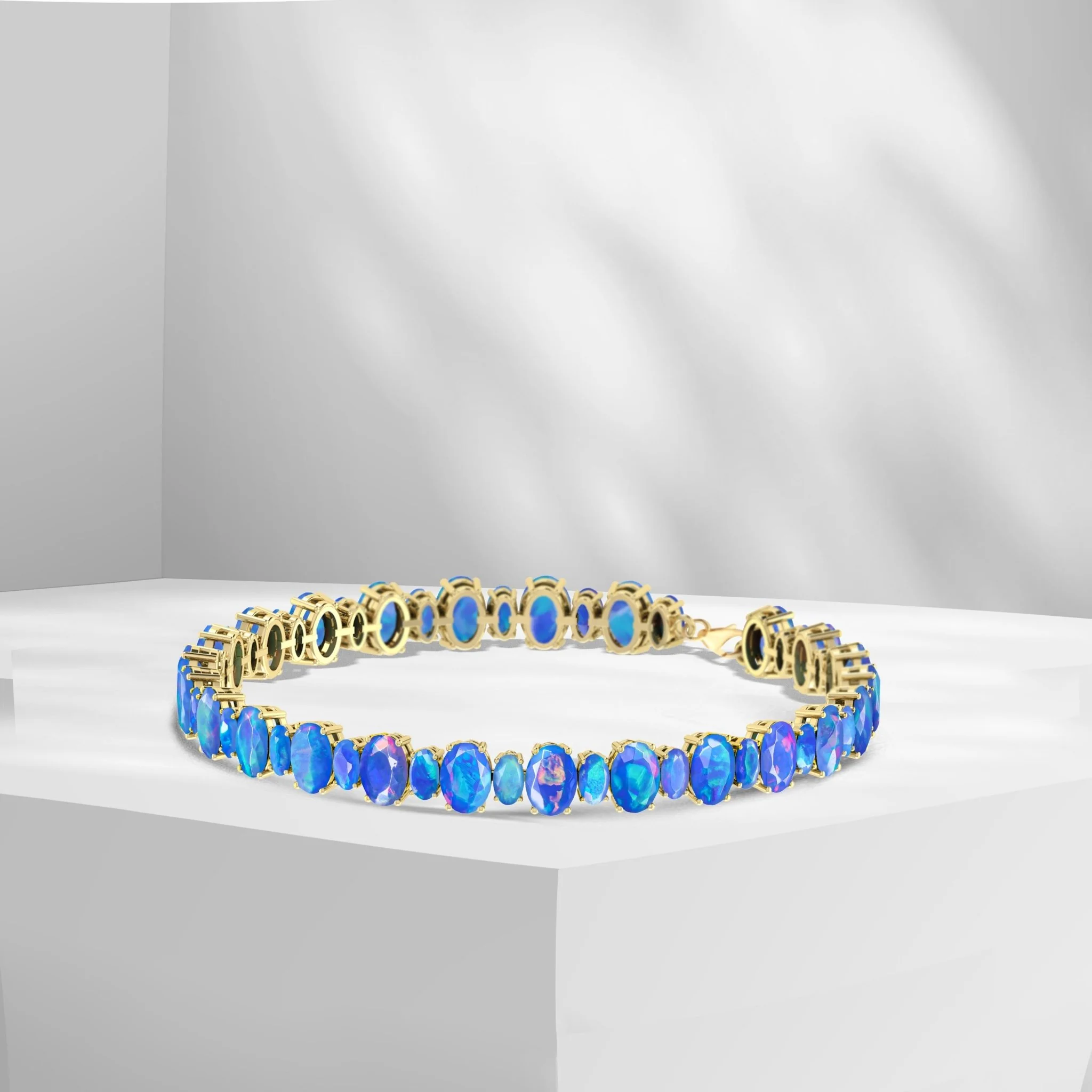 White Fire Opal Oval Shape Gemstone Bracelet - Image 3