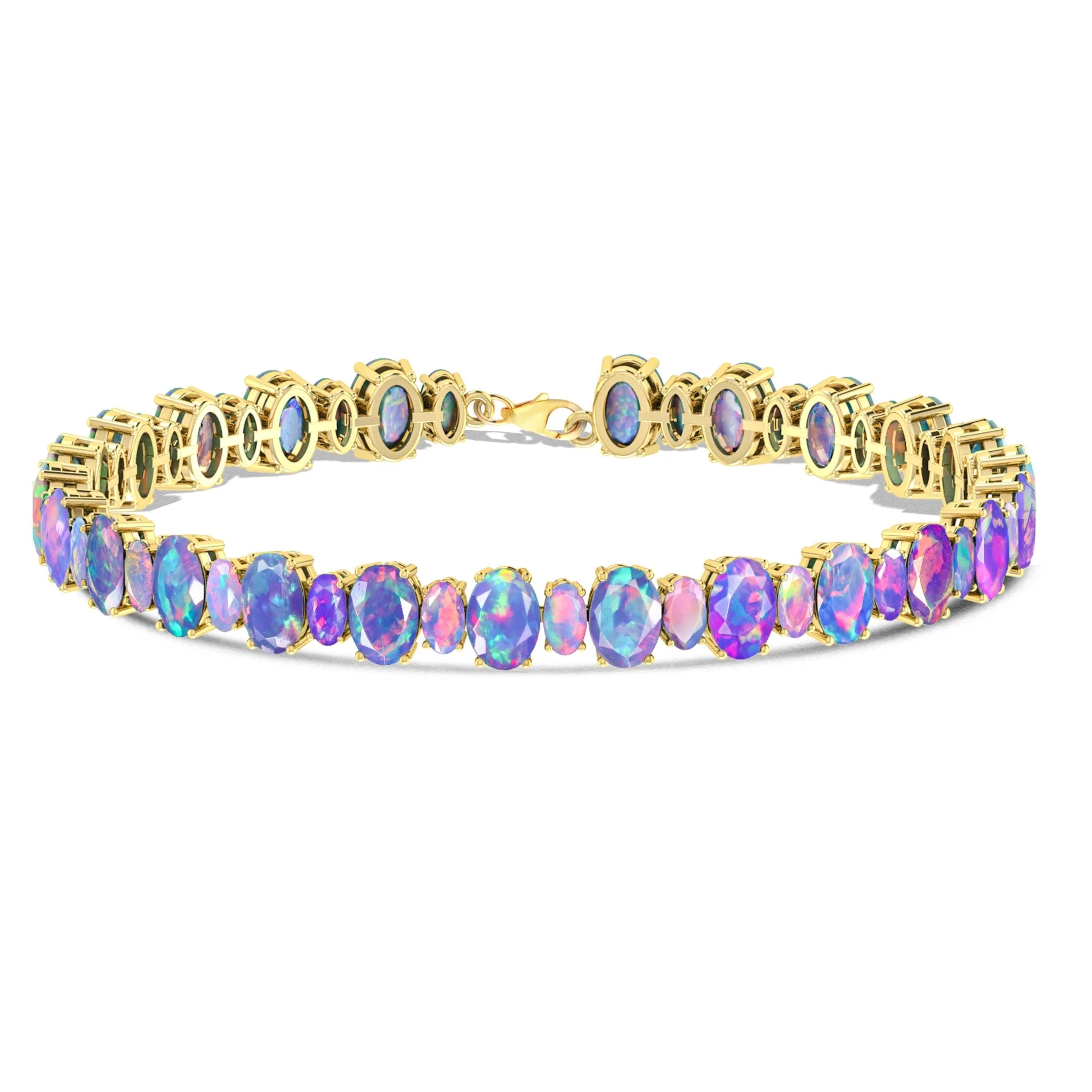 White Fire Opal Oval Shape Gemstone Bracelet - Image 4