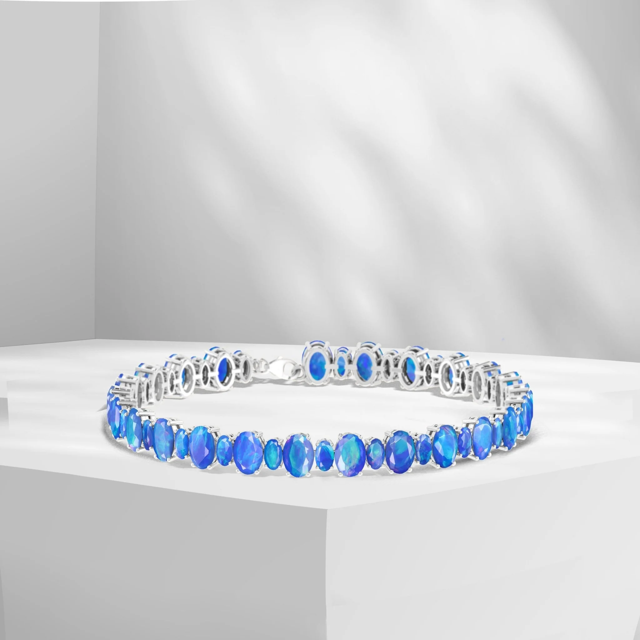 White Fire Opal Oval Shape Gemstone Bracelet - Image 7