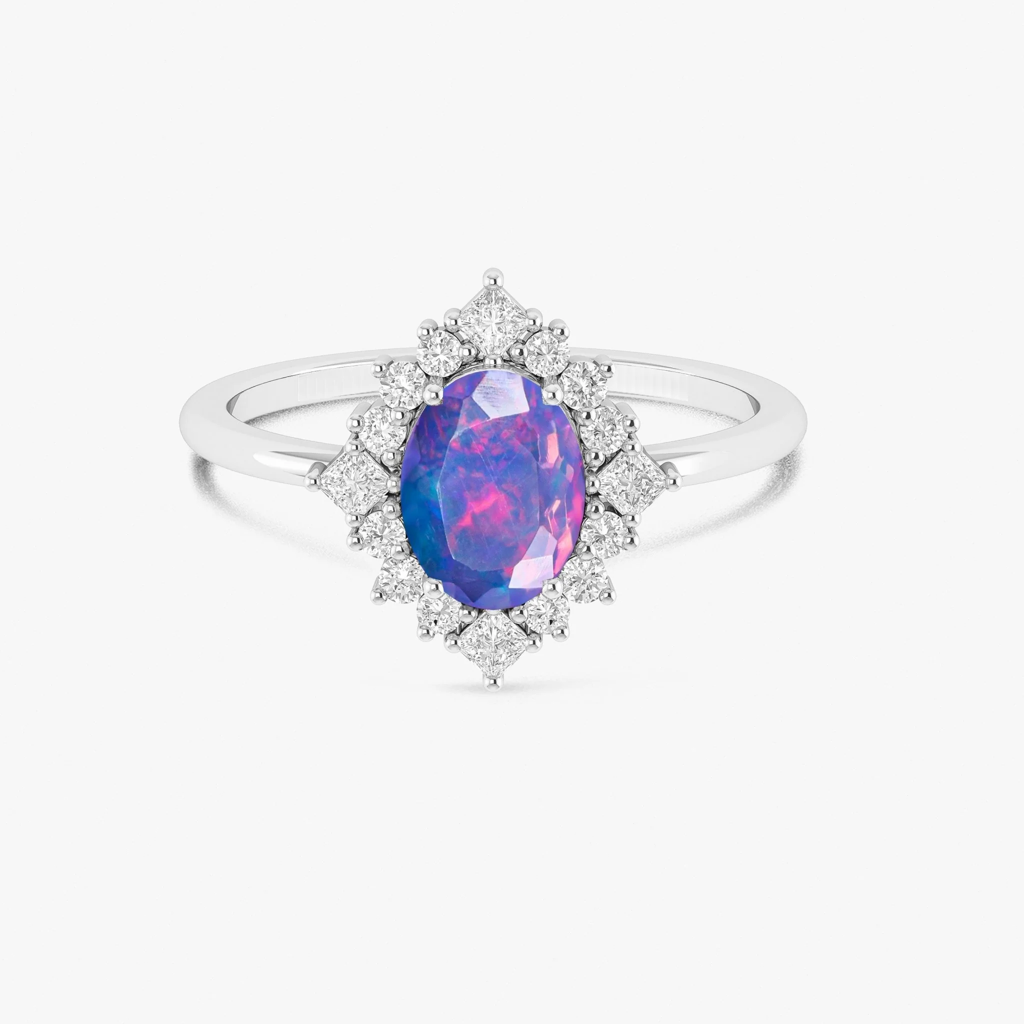 White Natural Fire Faceted Ethiopian Opal Ring - Image 10